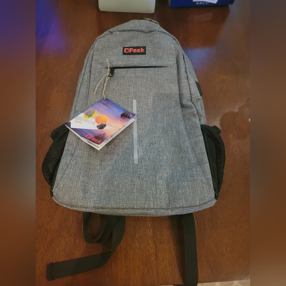 OPACK Travel Gray Backpack Anti Theft RFID Water Resistant Unisex 17" bag nwt!